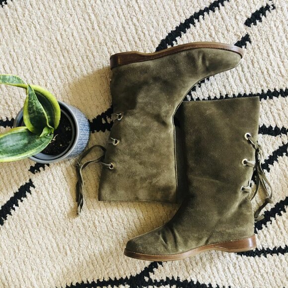 Jimmy Choo Suede Biker Boots Rabbit Fur - Picture 2 of 14